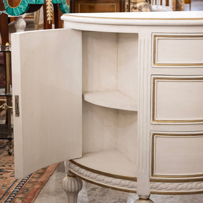 Swedish Demilune Chest – White with Gold Trim