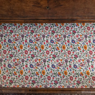 Louis Philippe Burl Wood Chest – White Marble Top & Floral-Lined Drawers