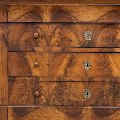 Louis Philippe Burl Wood Chest – Rounded Feet & Breccia Marble Top
