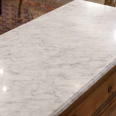 18th century Louis XVI Chest – Brass Trim & White Marble Top