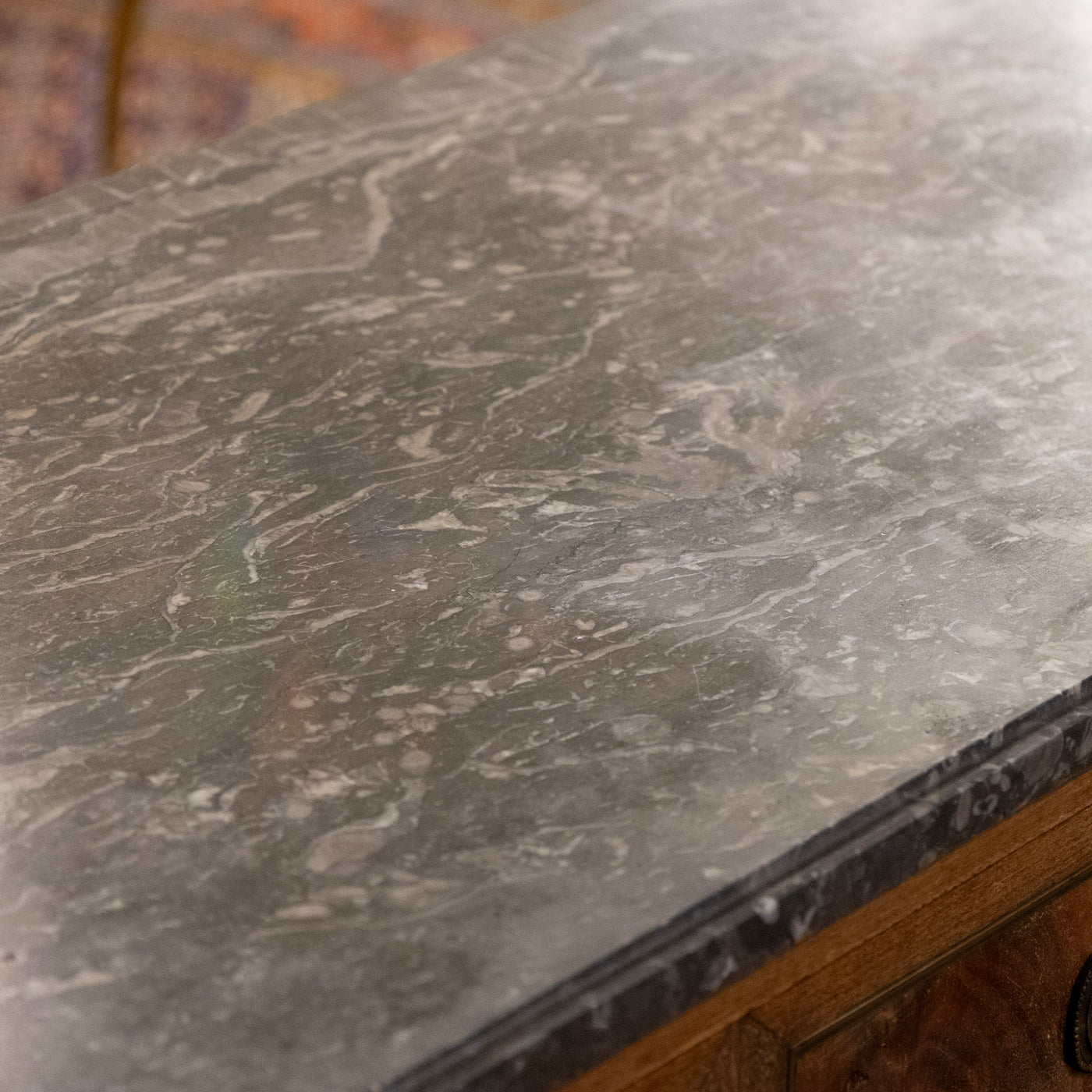 18th Century Louis XVI Dark Wood Chest – Black Marble Top