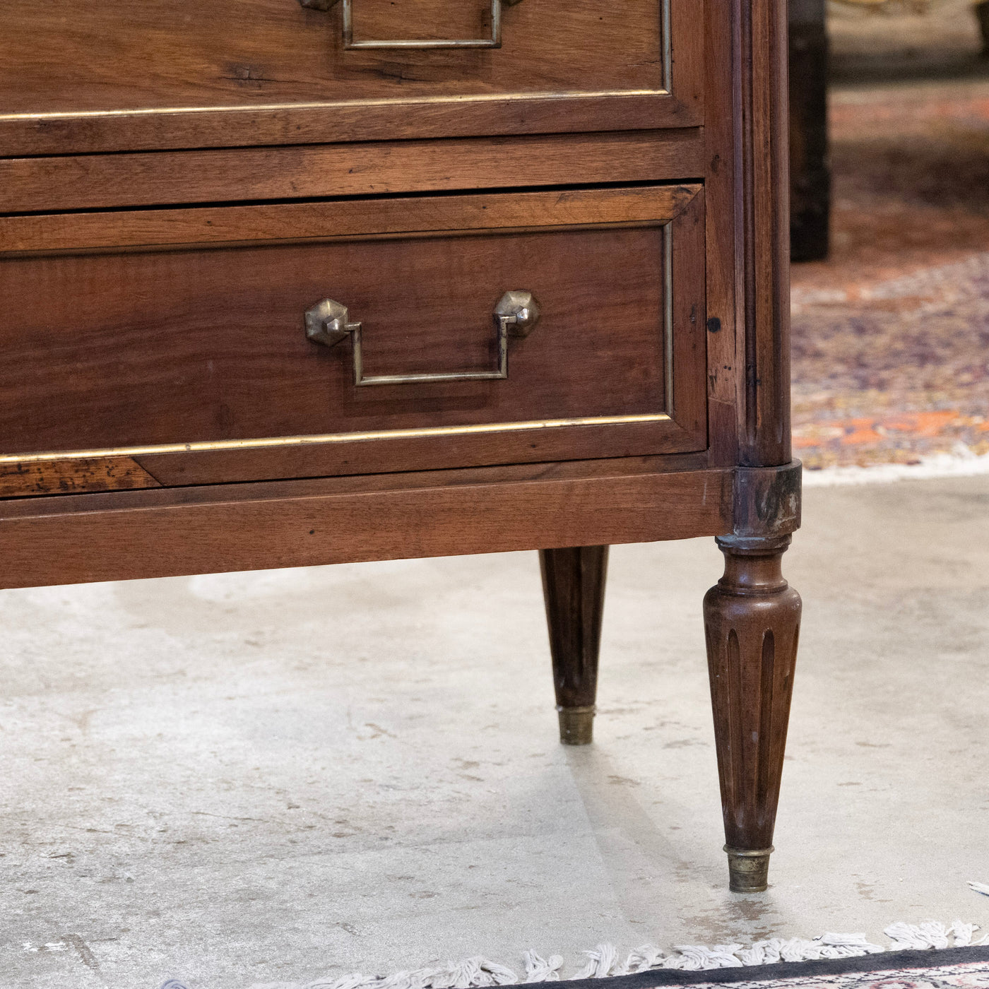 18th Century Louis XVI Wood Chest – Brass Trim & Square Pulls
