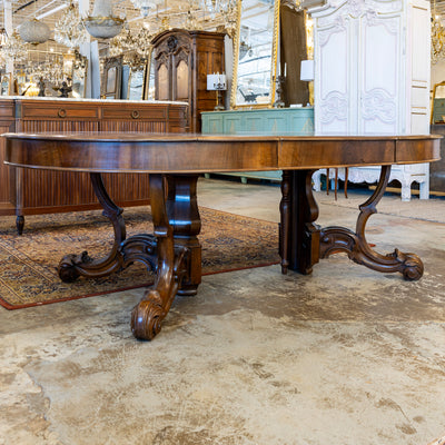 Louis XV Expandable Dining Table –  Brown with Carved Detailing