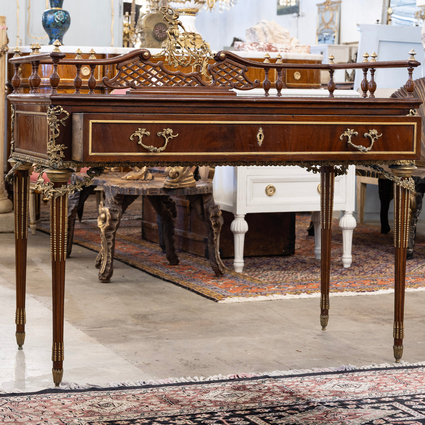Louis XVI Writing Desk – Brown with Ormolu Mount