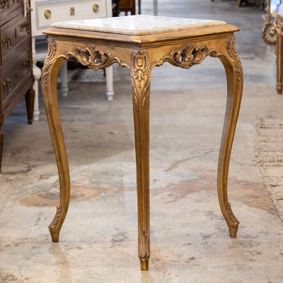 Louis XV Side Table – Gilded Carvings &  Breccia Marble Top