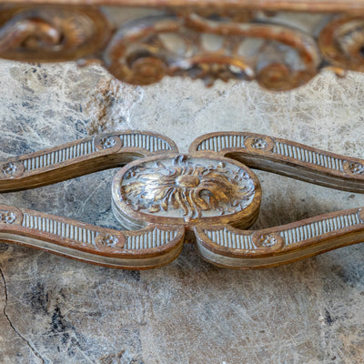 Italian Oval Coffee Table – Gilded Carvings & Gray Marble Top