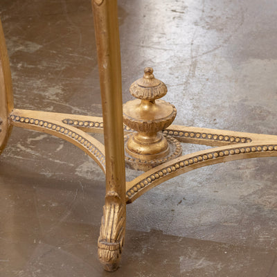 Louis XV Style Gilded Demilune Console Table – White Marble Top & Carved Trim