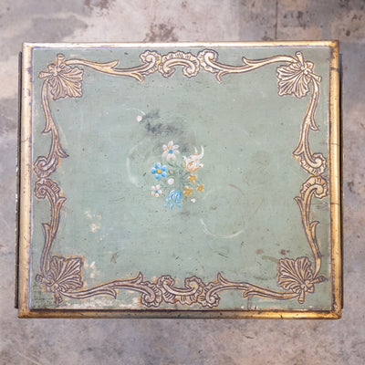 Italian Painted Green Accent Table – Drop-Leaf Sides with Gilded Accents
