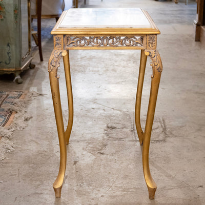 Louis XV Gilded Side Table – White Marble Top