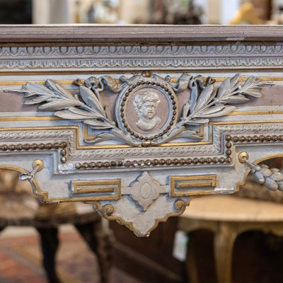 Louis XVI Painted Console Table – Carved & Medallion Details