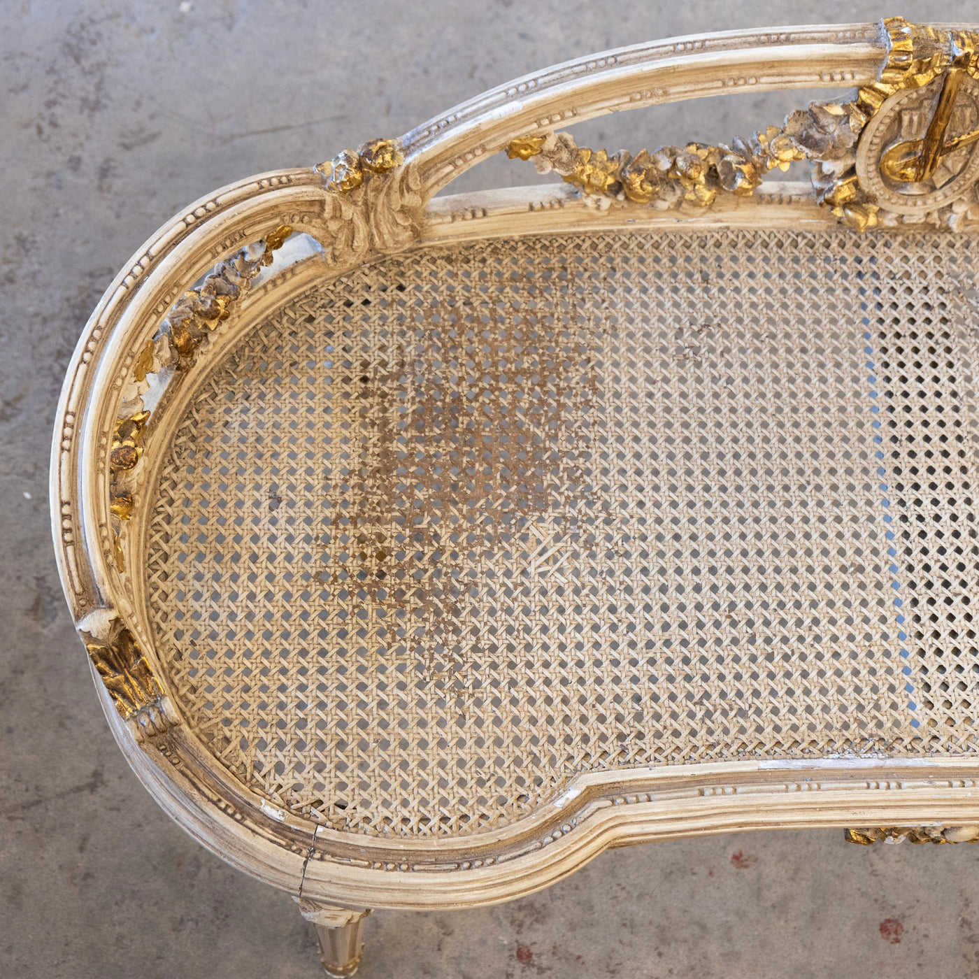 Louis XVI Gilded Cane Bench – Original Condition