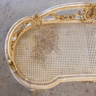 Louis XVI Gilded Cane Bench – Original Condition