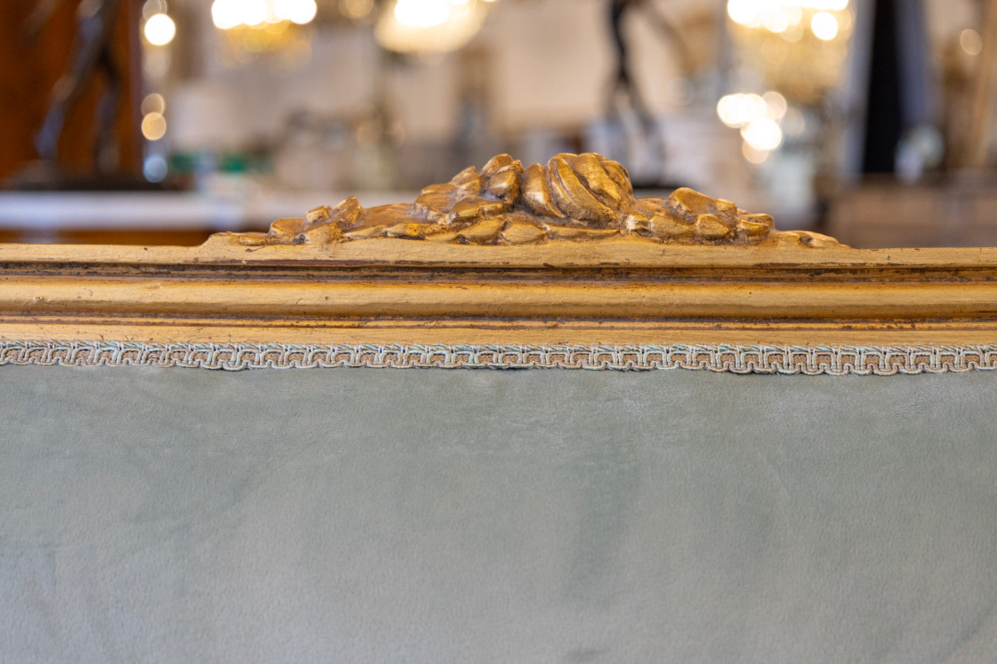 Louis XVI Captain Chair in Blue – Gilded Frame & Velvet Upholstery