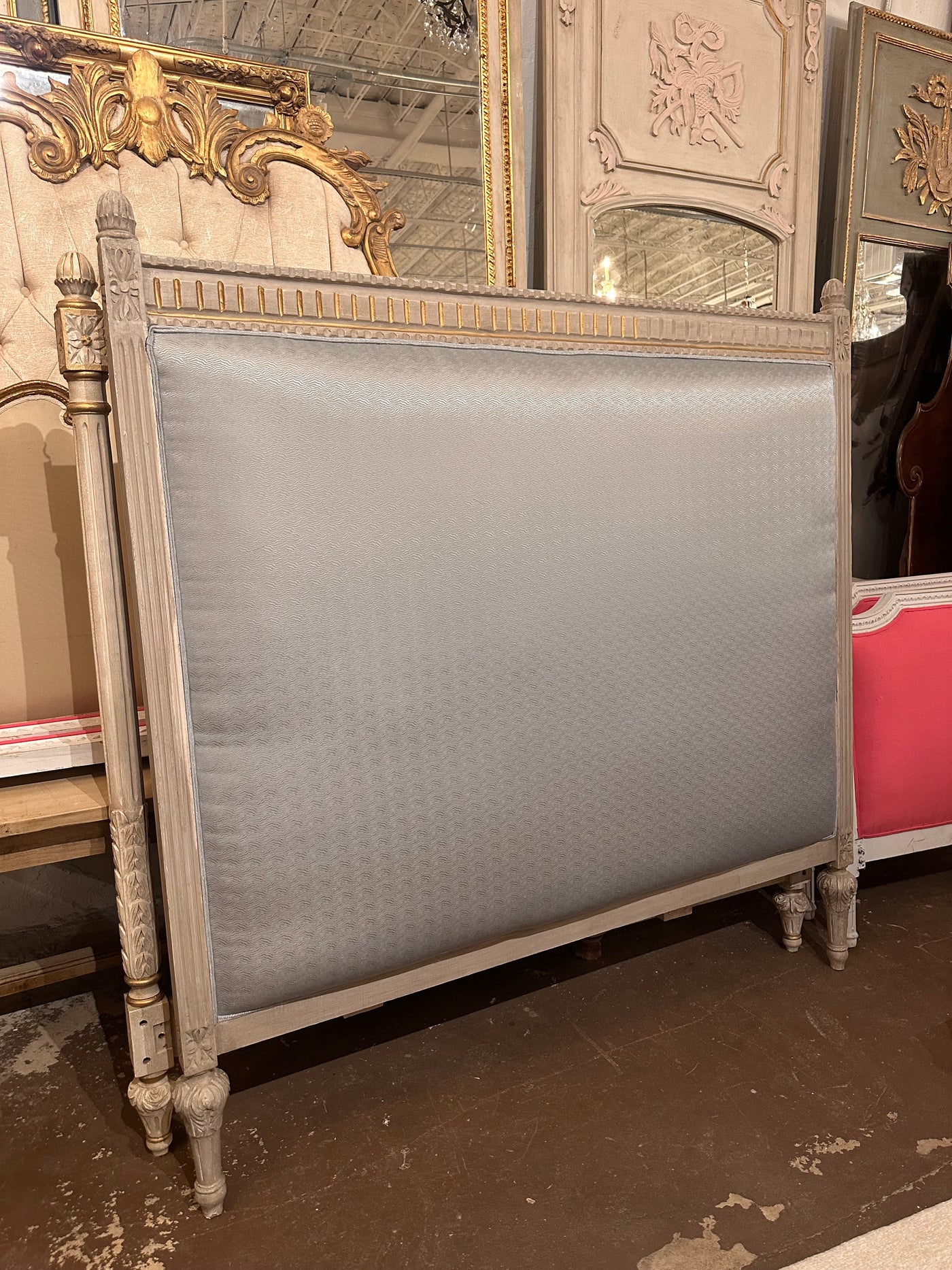 Queen Size Blue Upholstered Headboard