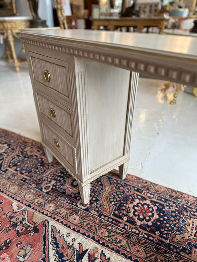 Antique Swedish Makeup Vanity Desk in Soft Gray | Le Chateau | European Luxury Furniture in Atlanta