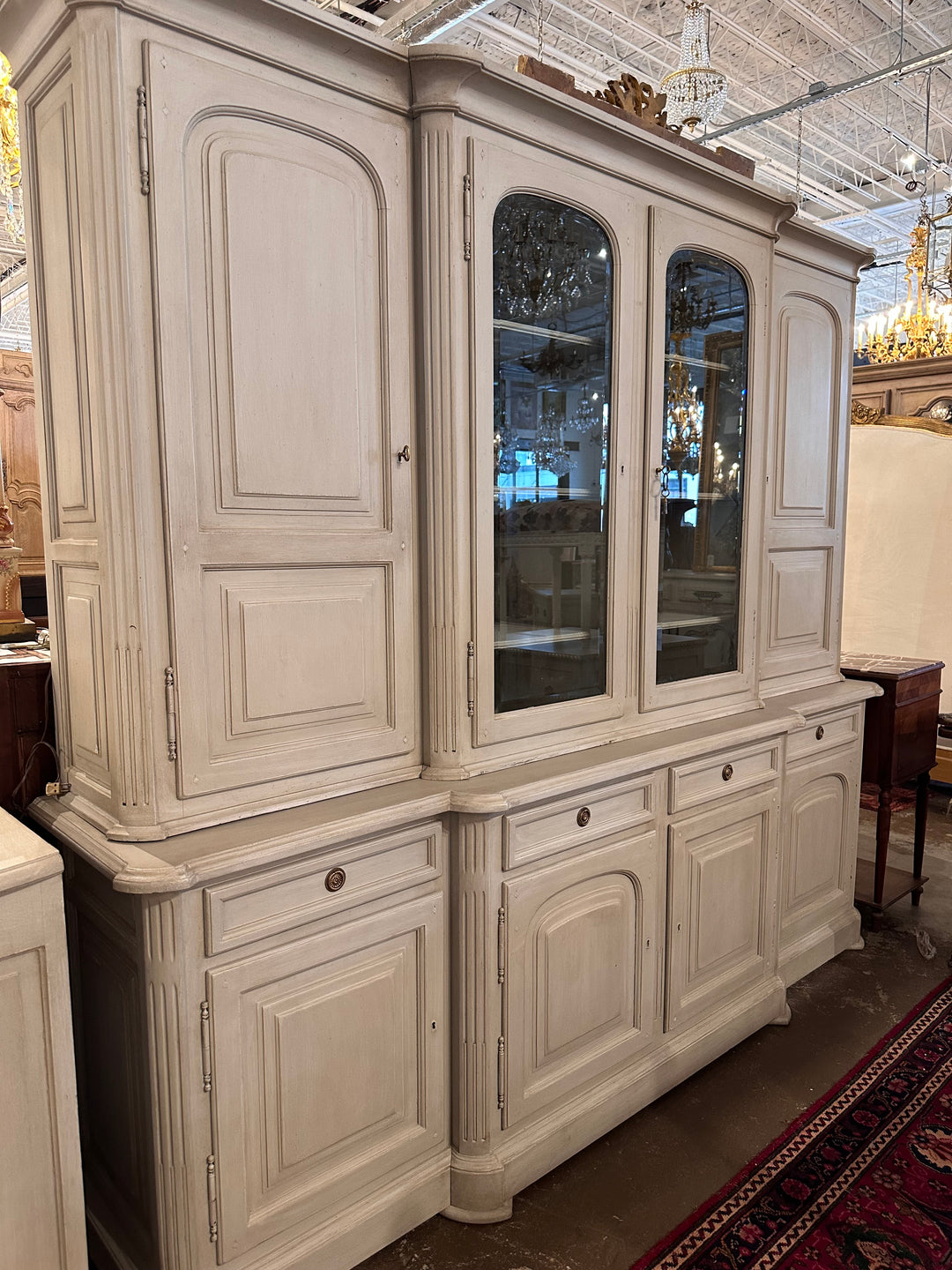 Antique Country French Cupboard with Glass Doors – Le Chateau