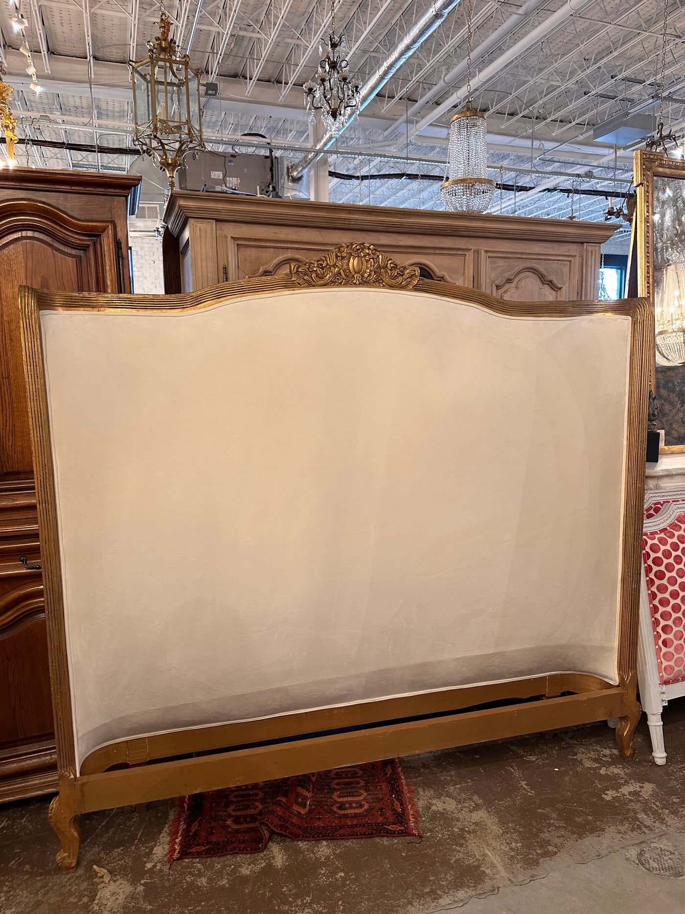 French Wingback King Size Cream Velvet Headboard