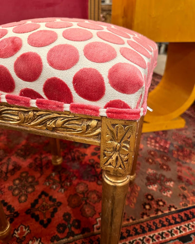 Louis XVI Pink Polka Dot Stool