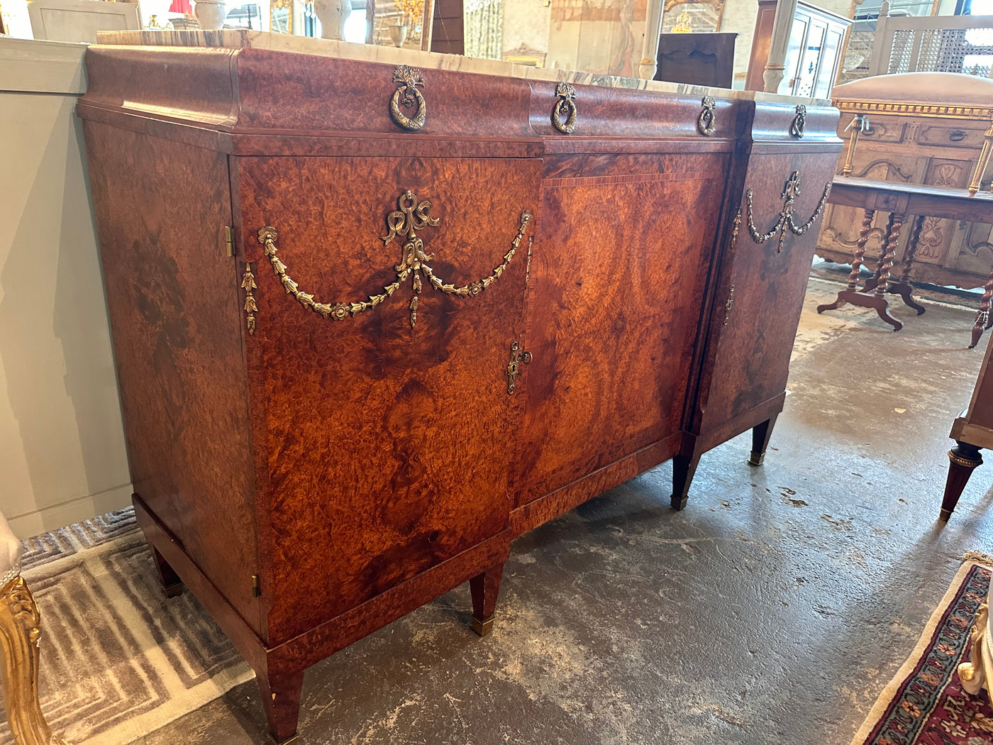 Louis XV Sideboard with Brass Garland Details