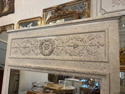 Antique French Trumeau Mirror in Distressed White from the 1800s | Le Chateau | European Luxury Furniture in Atlanta