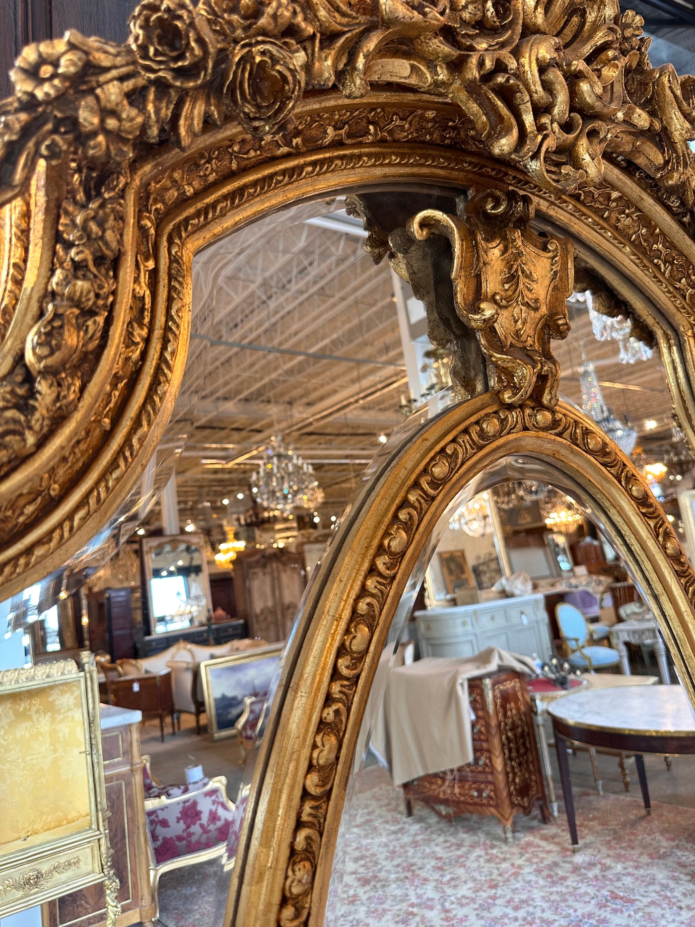 (PAIR) Louis XIV Gilt Beveled Pair of Mirrors | Le Chateau | European Luxury Furniture in Atlanta