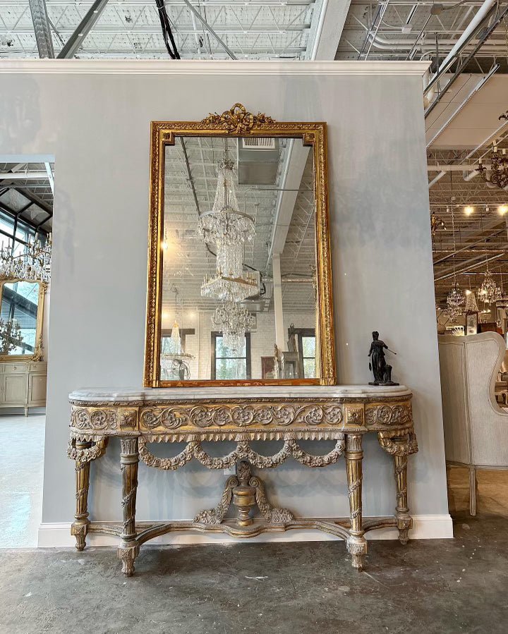 19th Century Double Marble Top Console