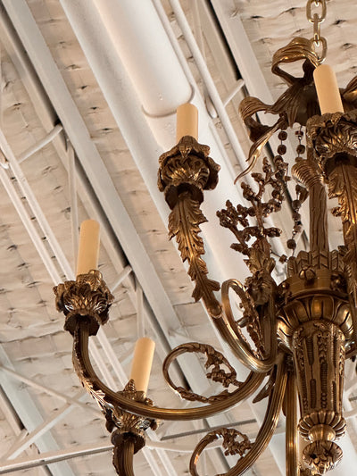 French Candelabra Chandelier with Carved Leaf & Berry Detail