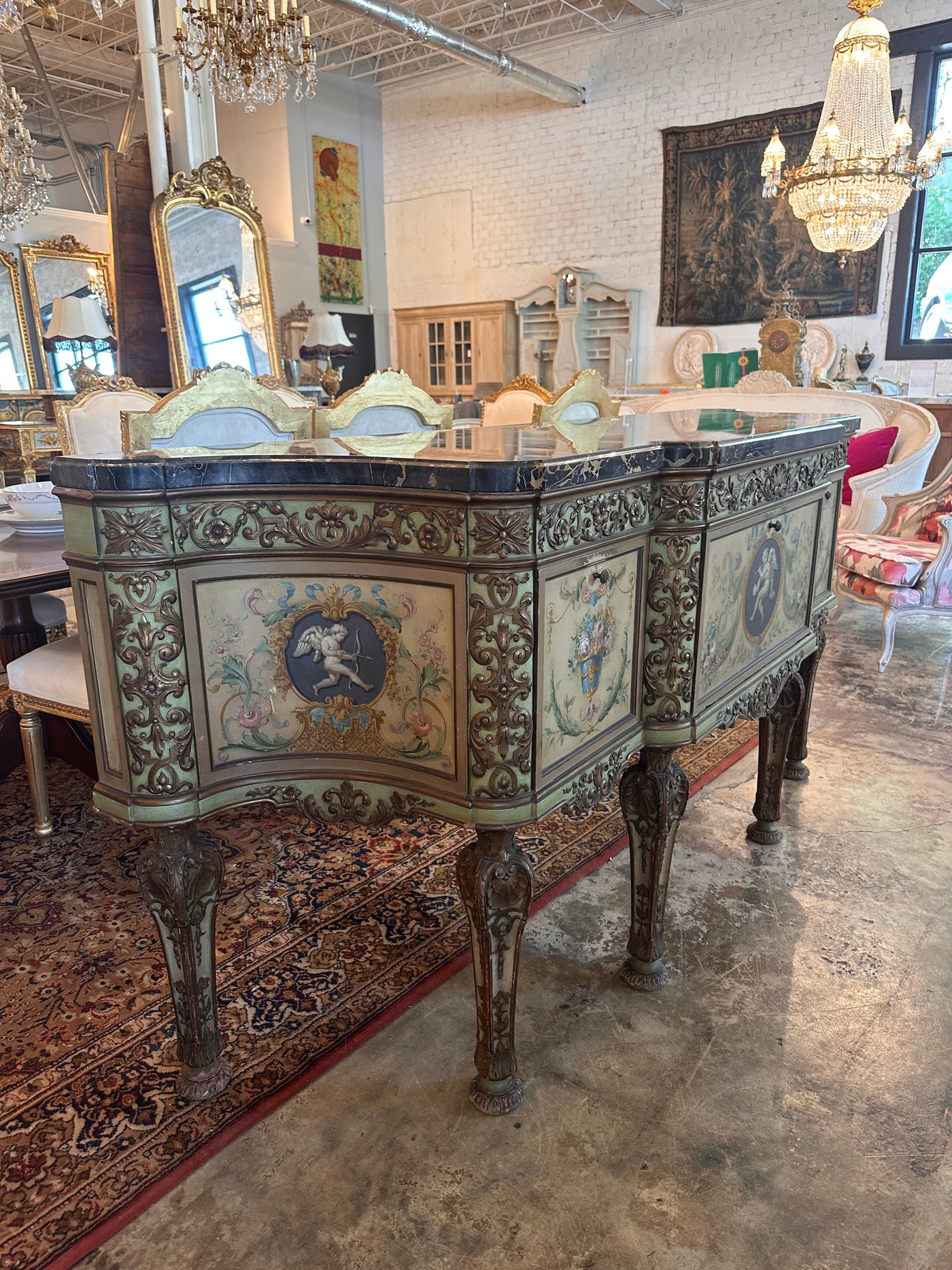 Florentine Style Hand-Painted Console Cabinet