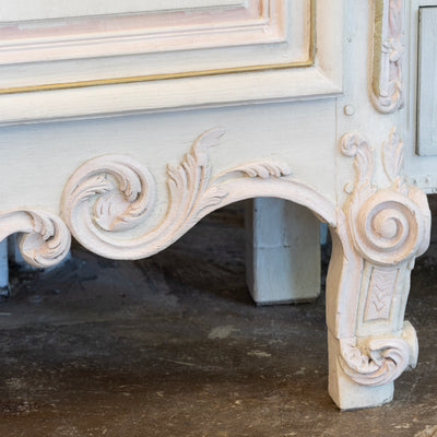 Louis XV Armoire – White with Gold & Pink Trim & Pink Polka Dot Lining