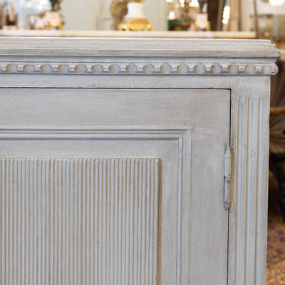 Swedish Painted Grey Sideboard – Reeded Panels & Brass Hardware