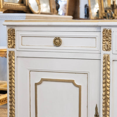 Swedish White Painted Sideboard with Gold Accents