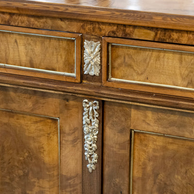 Louis XVI Burl Wood Sideboard with Brass Hardware