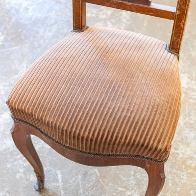 Pair of Louis XVI Brown Accent Chairs – Open Back & Bronze Ormulu