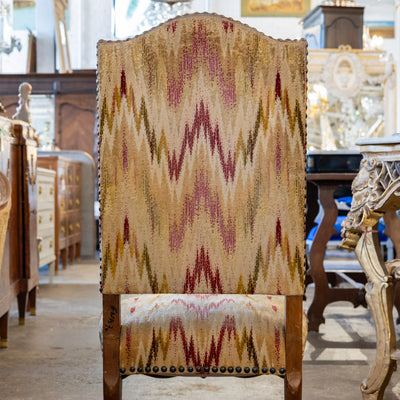 French Provincial Accent Chairs – Cream & Red Woven Upholstery