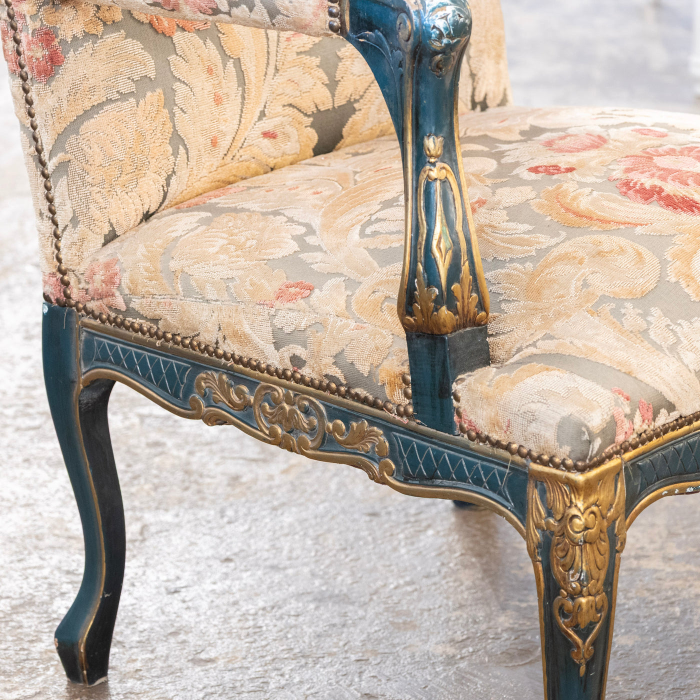 Pair of Louis XV Carved Armchair – Painted Frame with Original Tapestry Upholstery - Arm Chairs | Le Chateau (Atlanta, GA) • 8