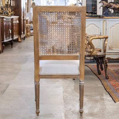 Louis XVI Gilded Square Cane Open Back Dining Chair