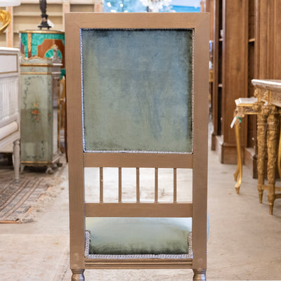 Louis XVI Square Open Back Dining Chair – Green Velvet Upholstery