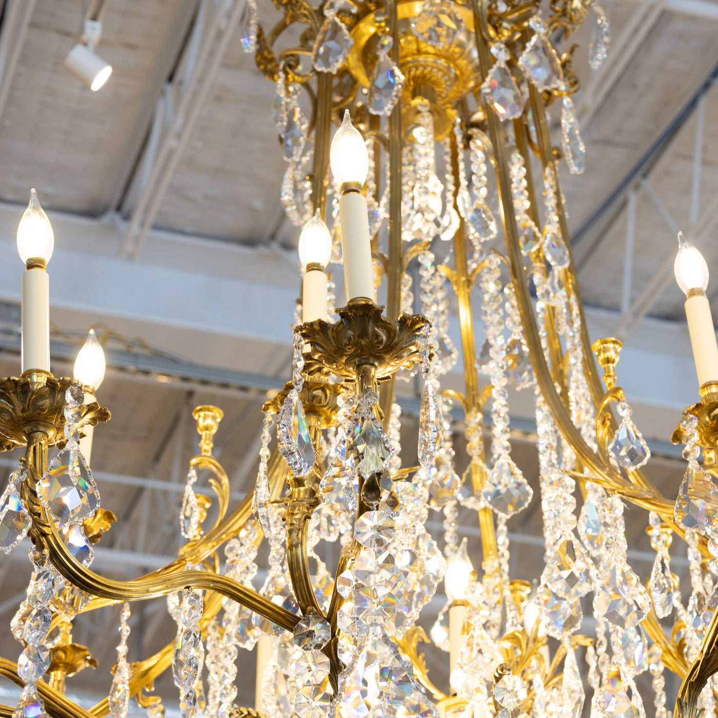 Grand French Empire Chandelier – 24k Gold Leaf & Swarovski Crystals