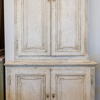 Pair of Swedish Tall Painted Cabinets – Distressed Grey Finish
