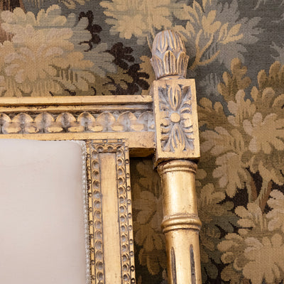 Louis XVI Gilded King Size Bed Set – Carved Frame & Posts with Cream Velvet