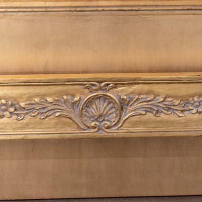 Louis XV Gilded Ornate King Bed Set – Sculpted Trim with Carvings & Soft White Velvet