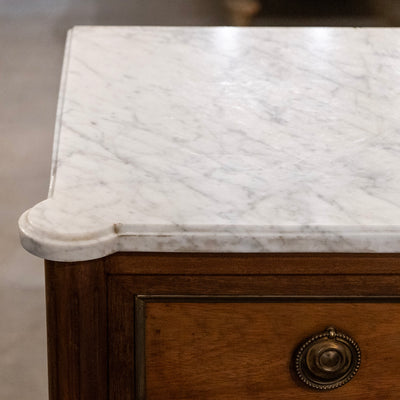 18th century Louis XVI Chest – Brass Trim & White Marble Top