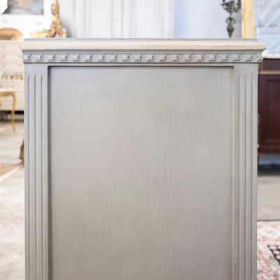 Swedish 3-Drawer Chest – Blue & White Finish with Floral Carving