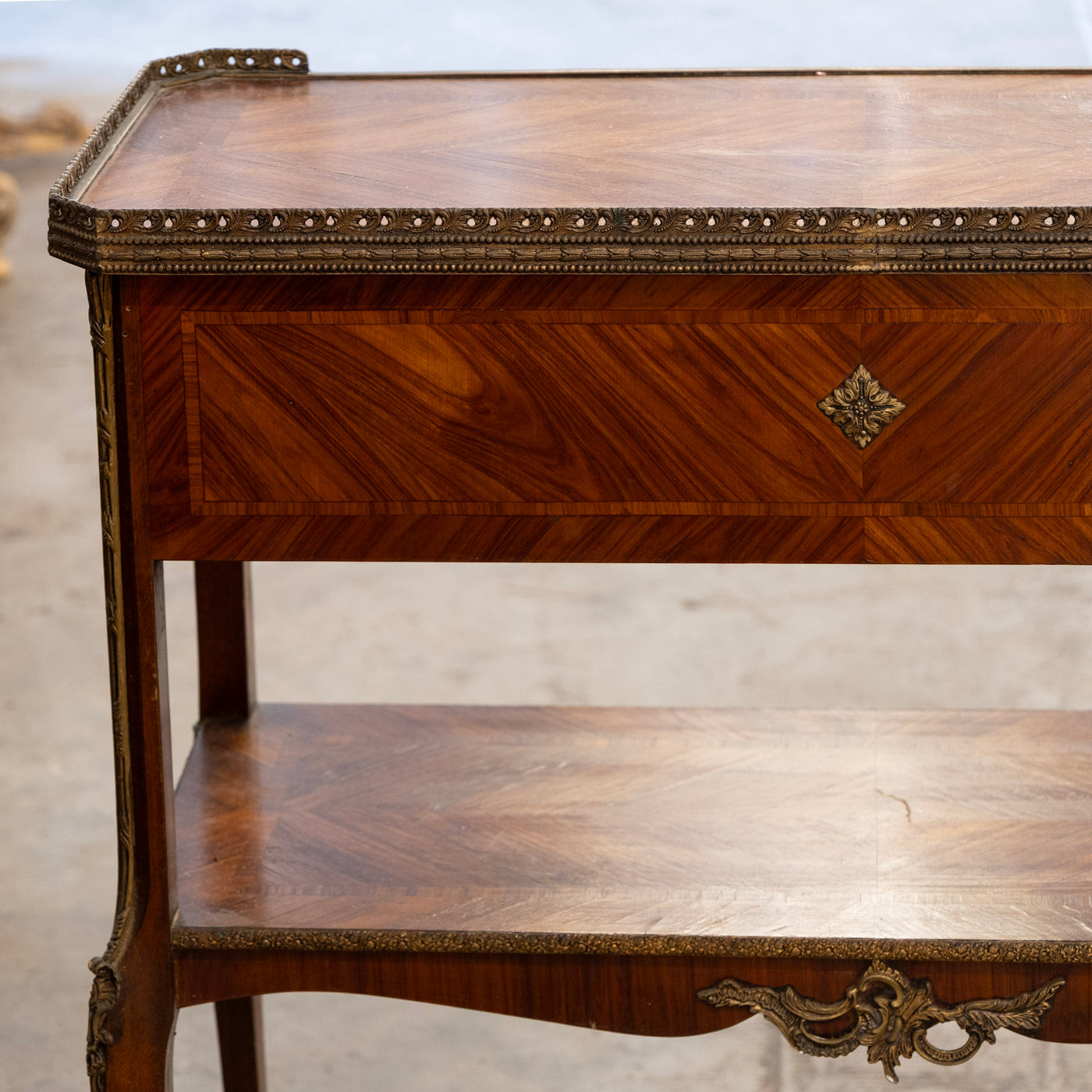 Louis XV Side Table –  Marquetry & Bronze Ormolu