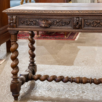 French Barley Twist Writing Desk – Hand-Carved Floral Detailing