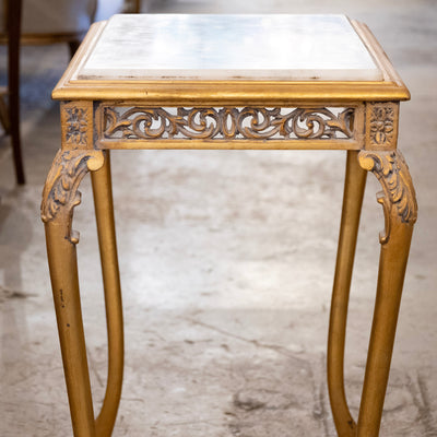 Louis XV Gilded Side Table – White Marble Top