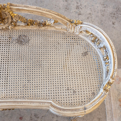 Louis XVI Gilded Cane Bench – Original Condition