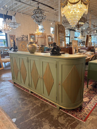 Swedish Diamond Demilune Sideboard in Green with Gold | Le Chateau | European Luxury Furniture in Atlanta