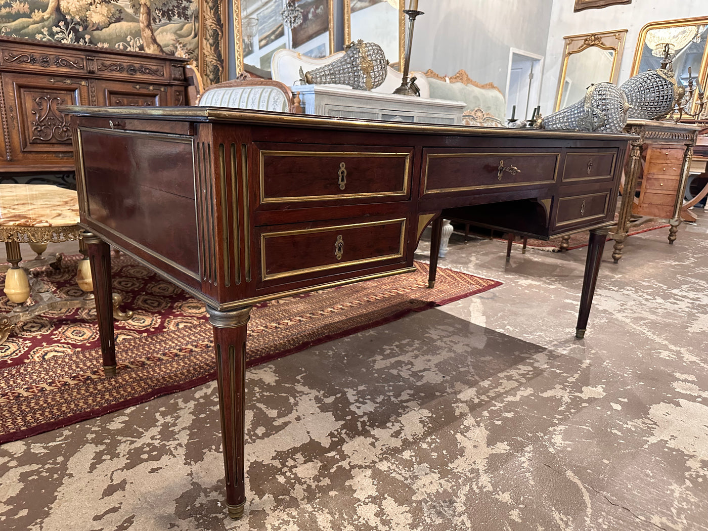 Antique French Louis XVI Pull-Out Desk with Leather Top | Le Chateau | European Luxury Furniture in Atlanta