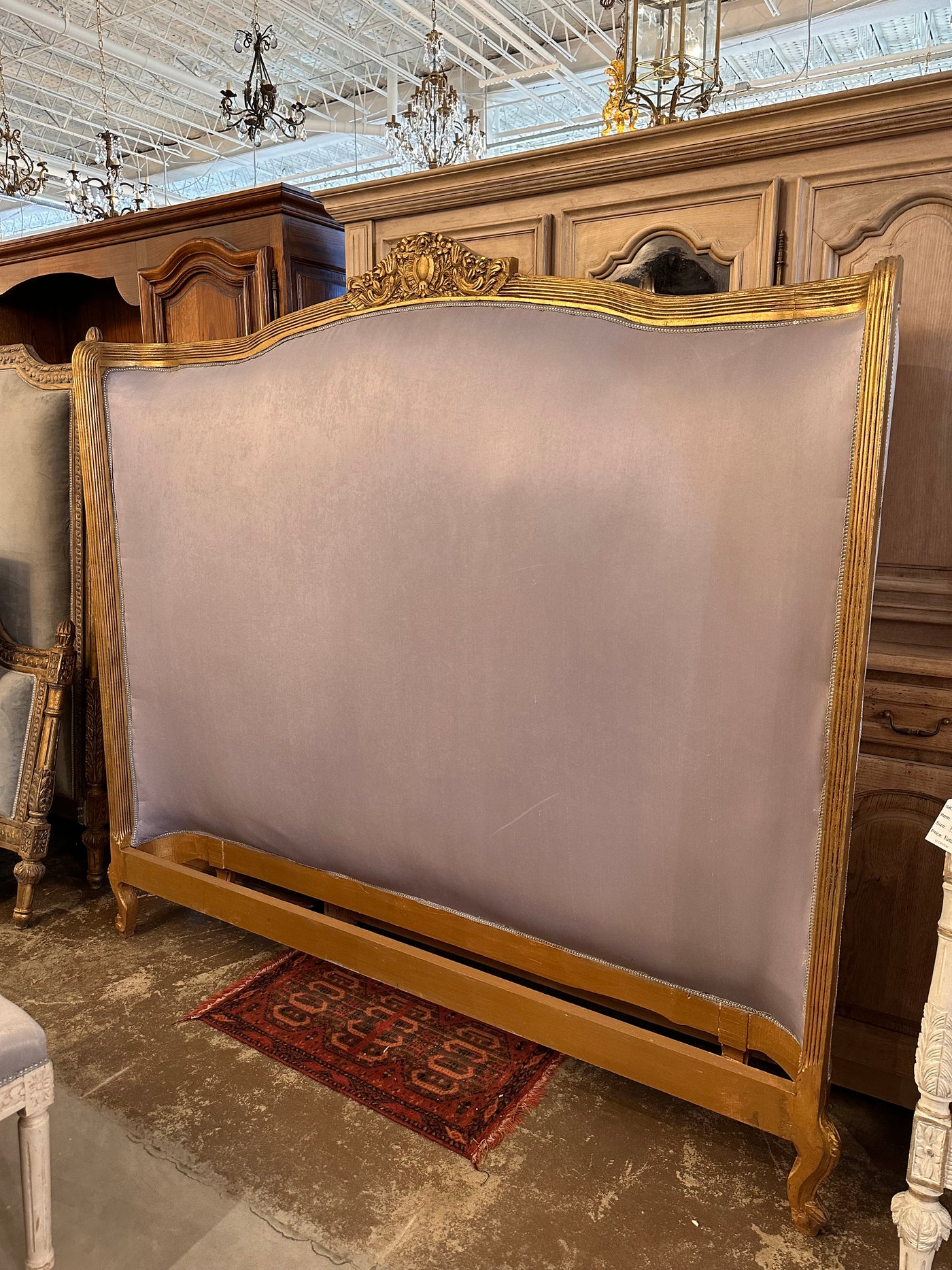 King Size Wingback Headboard in Lavender & Gold